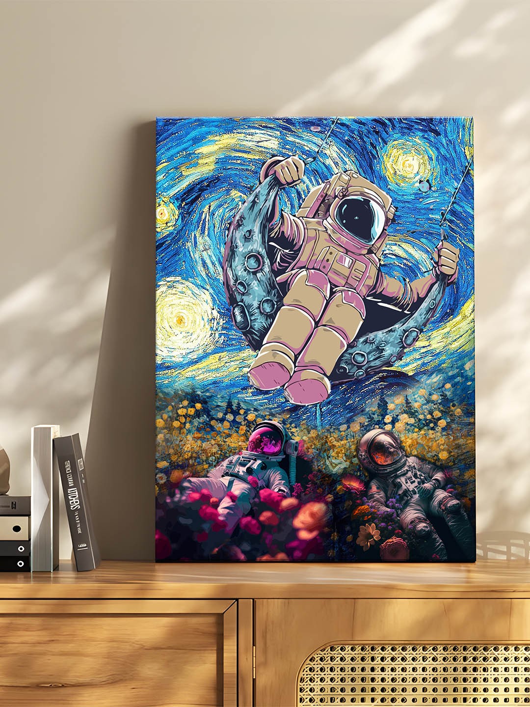 

Art Street Cream & Blue Canvas Three Space Astronauts Graffiti Wall Art