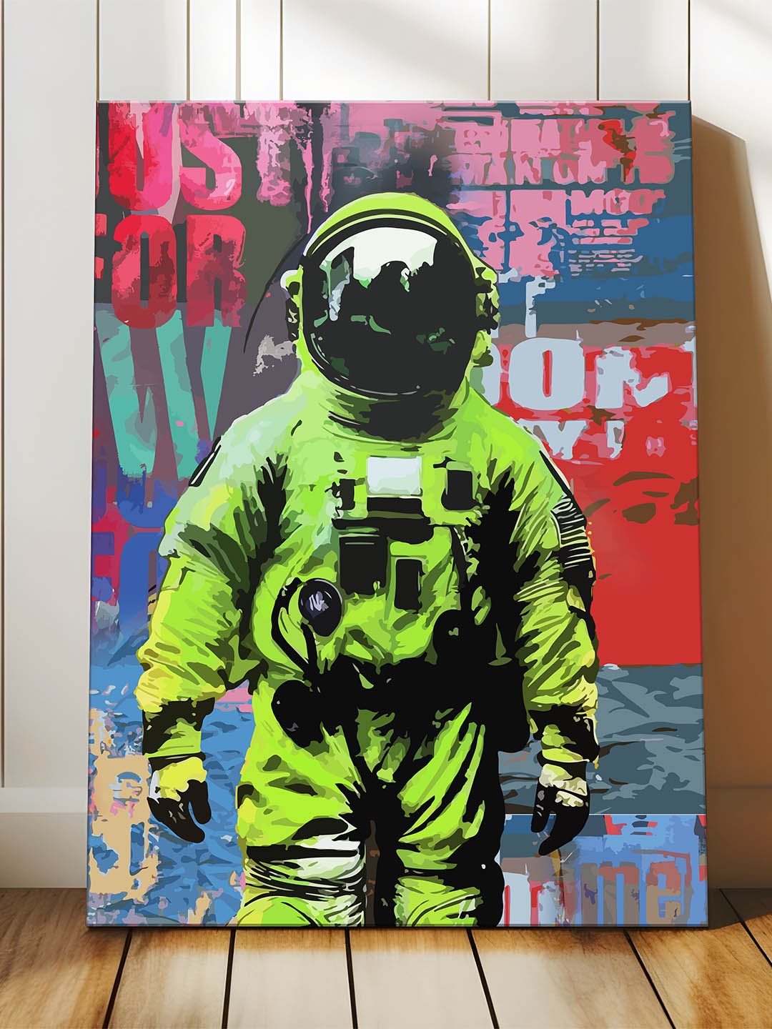 

Art Street Green & Red Canvas Astronaut Figurative Grafitti Pop Wall Art