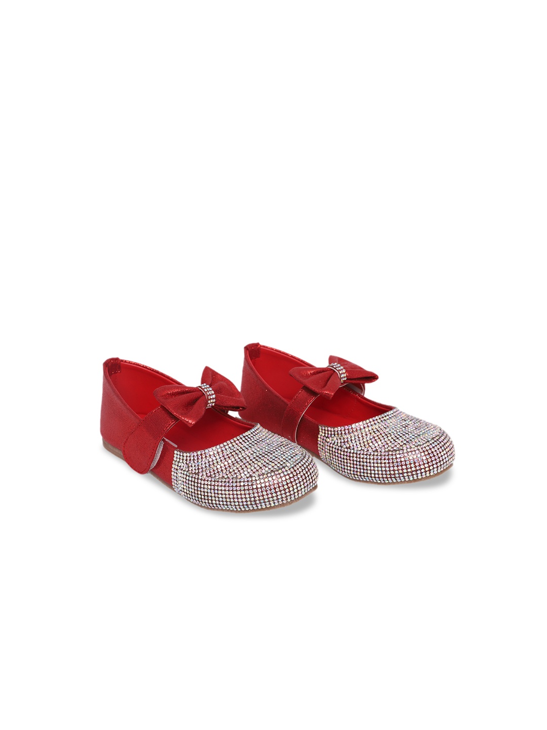 

Minesole Girls Velcro Ballerina Casual Flat shoes, Red
