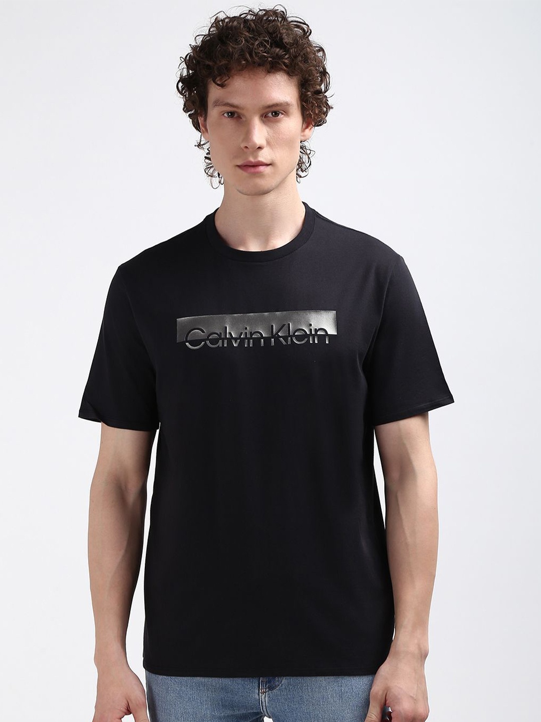 

Calvin Klein Jeans Men Round Neck Typography Printed T-shirt, Black