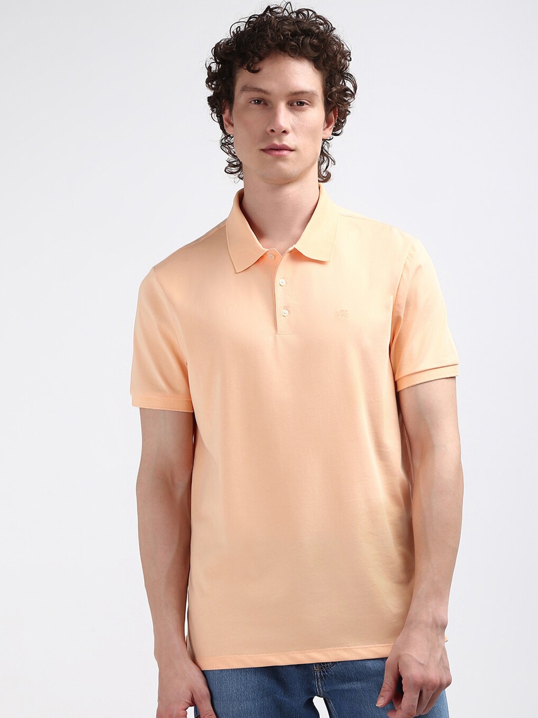 

Calvin Klein Jeans Men Polo Collar Solid T-shirt, Peach