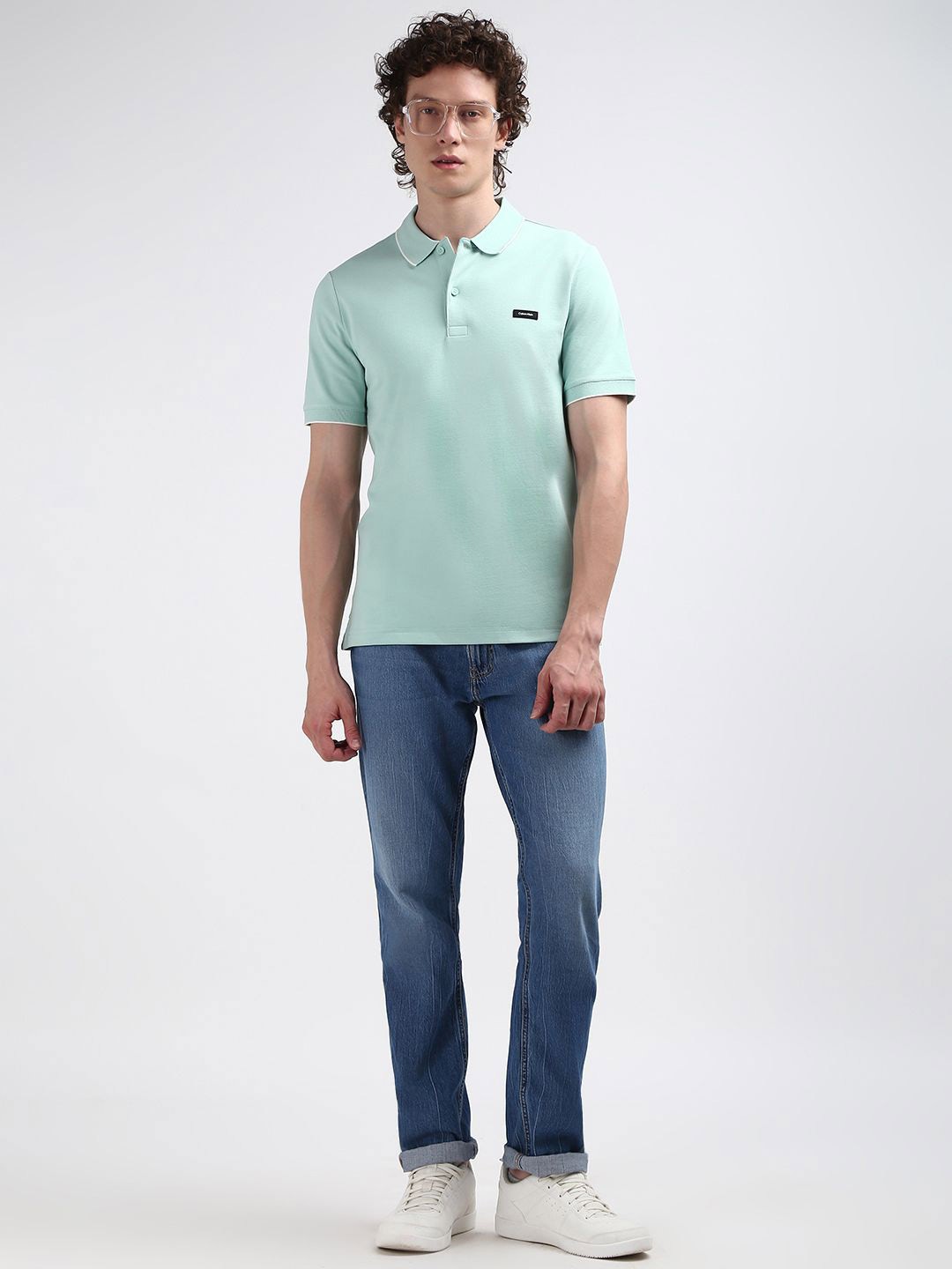 

Calvin Klein Men Polo Collar Applique Slim Fit T-shirt, Green