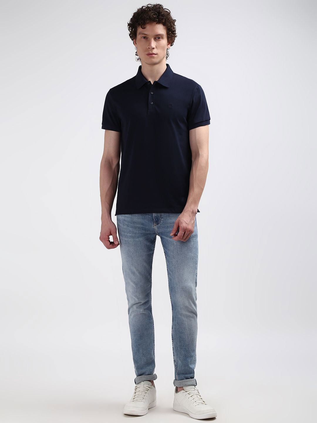 

Calvin Klein Jeans Men Solid Polo Collar T-shirt, Navy blue