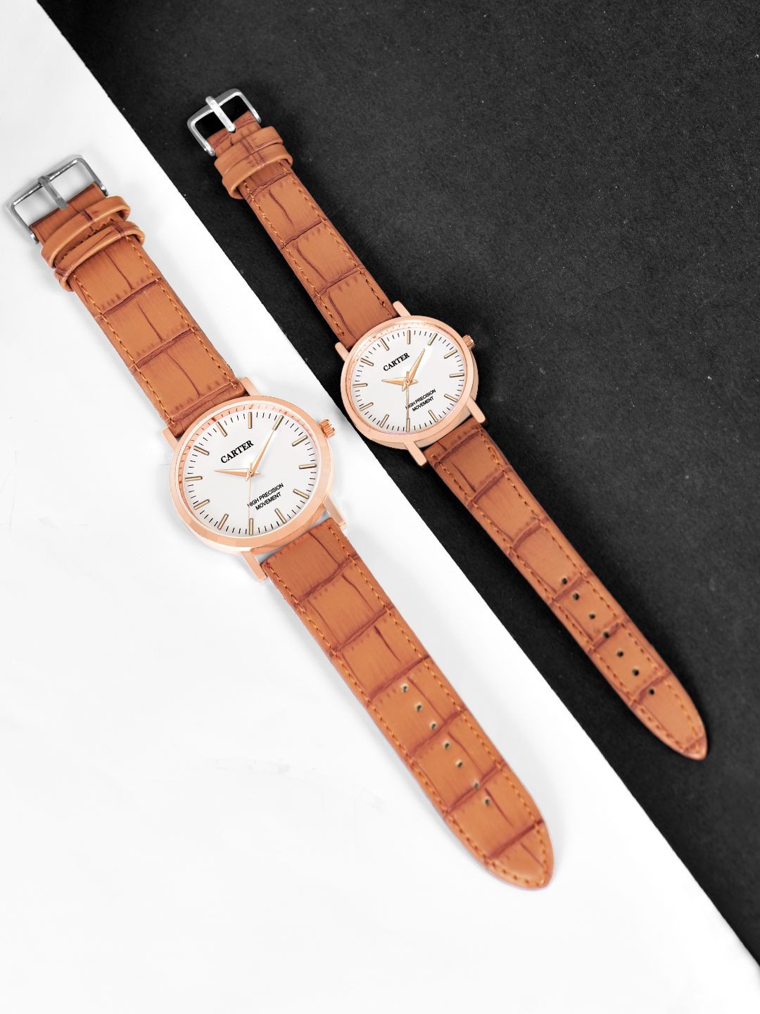 

Sandy D Carter Set of 2 Analog Watch Gift Set SDC24-111PR-BR, Brown