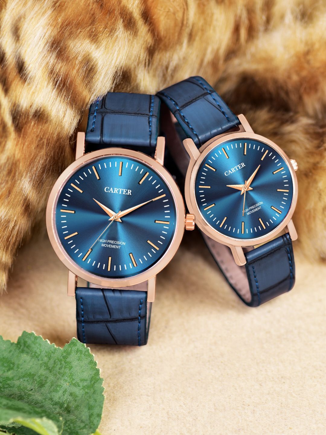 

Sandy D Carter 2 Pcs Blue Strap Analog Watch Gift Set