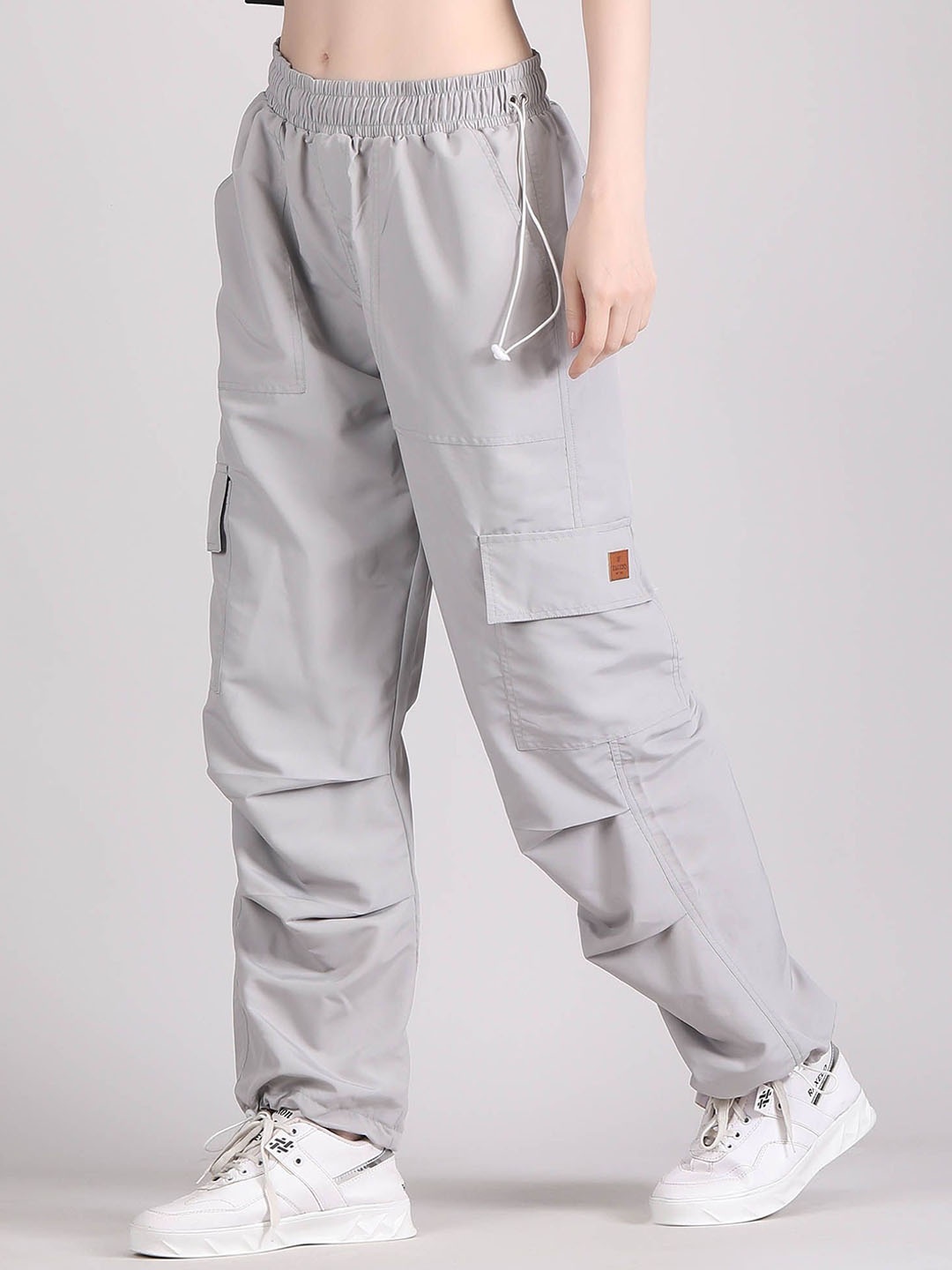 

Raxedo Women Relaxed Fit Baggy Parachute Track Pant, Grey