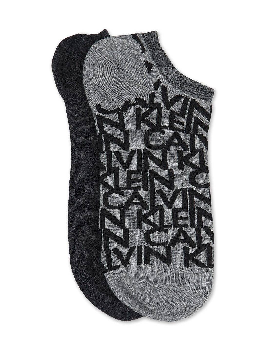 Calvin Klein Men Pack Of 2 Printed Cotton Ankle Length Socks, Black