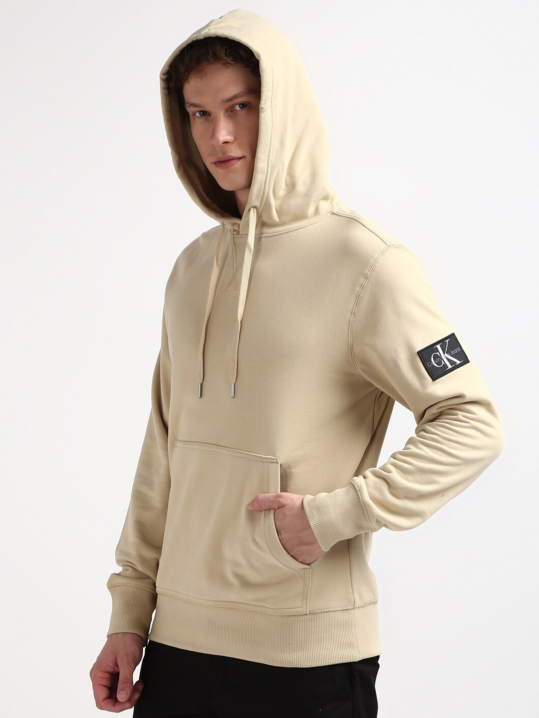 

Calvin Klein Cotton Jeans Men Hooded Sweatshirt, Beige