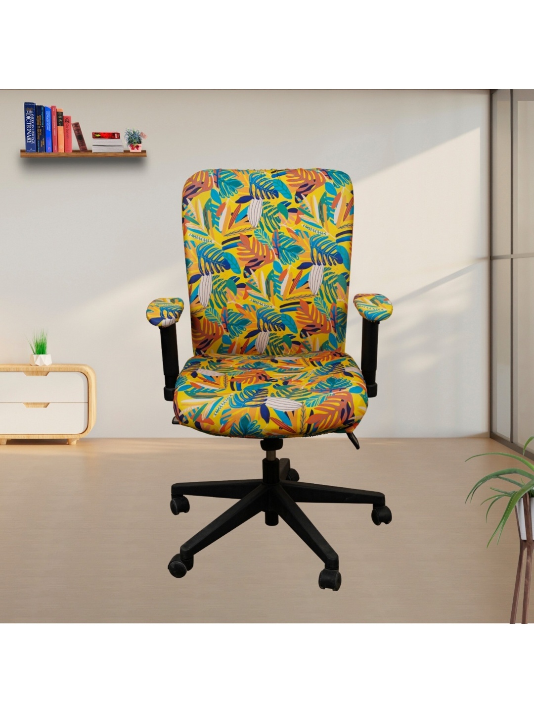 

Eleganta 10-Pcs Yellow & Turquoise Blue Printed Office Chair Covers