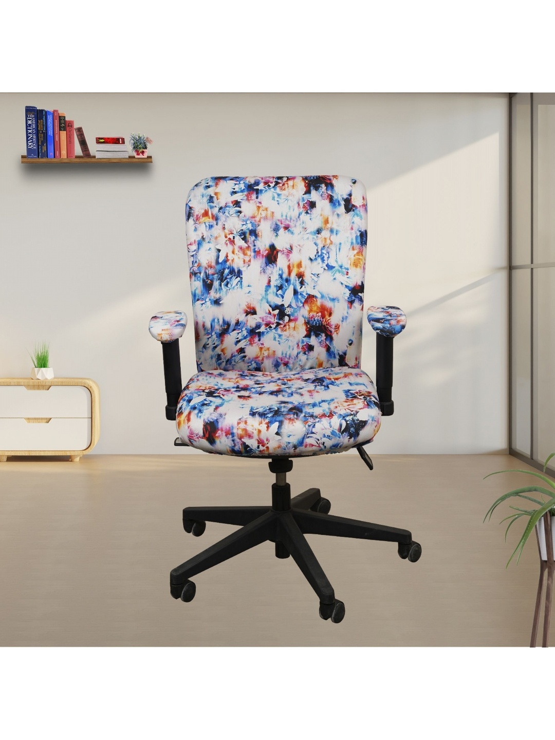 

Eleganta 10-Pcs White & Blue Printed Office Chair Covers