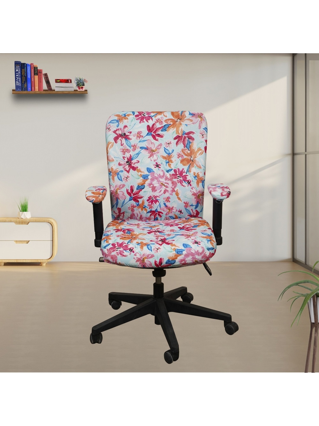 

Eleganta 2-Pcs Pink & Blue Printed Office Chair Covers