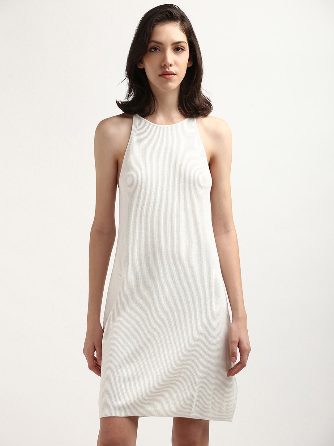 

Calvin Klein Jeans Women Round Neck Sleeveless Sheath Mini Dress, White