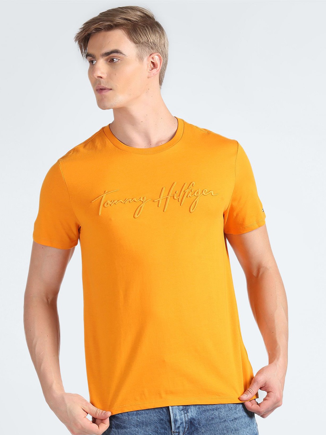 Tommy Hilfiger Men Typography Printed T-shirt, Orange