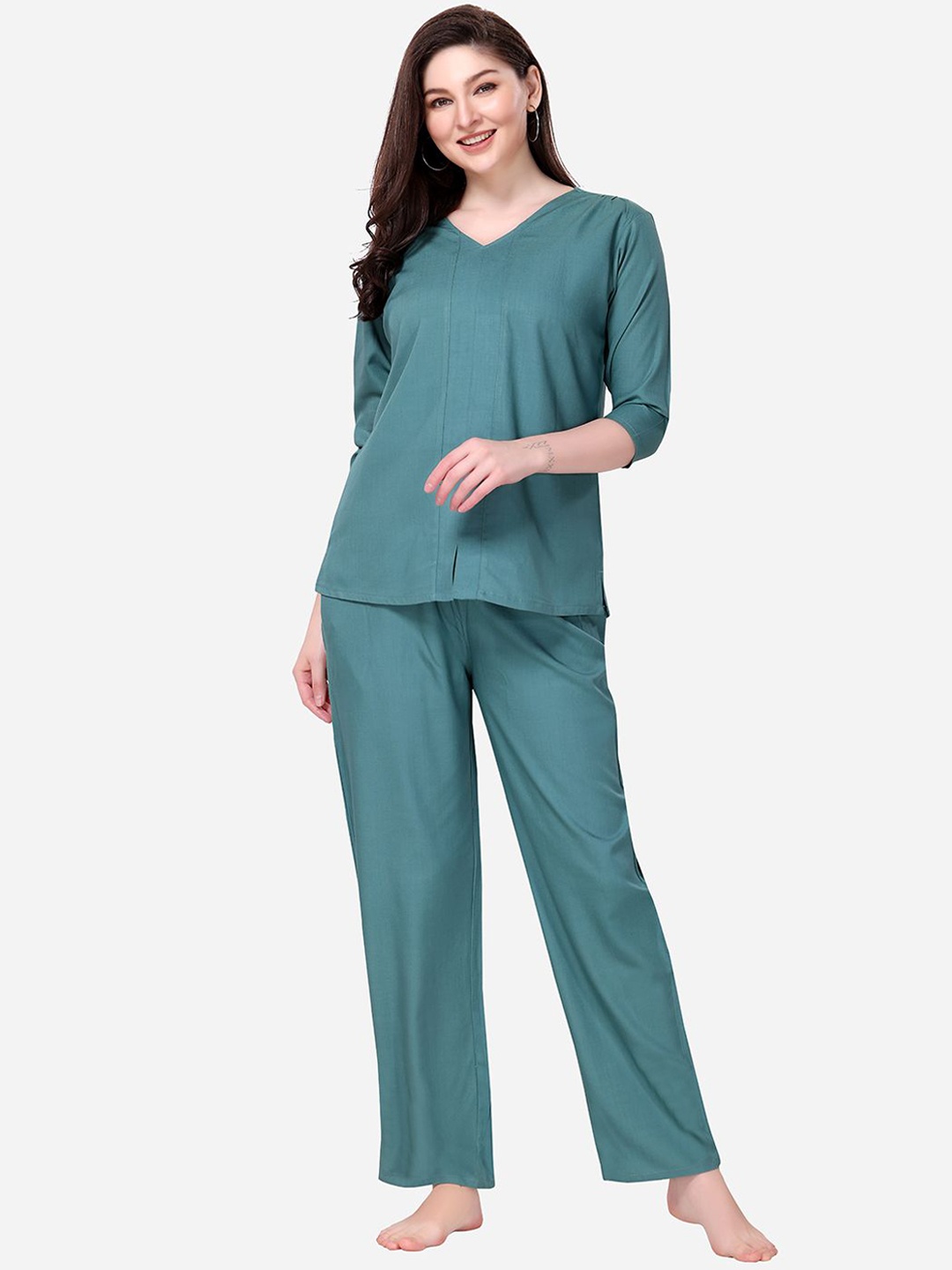 

Lenissa Pure Cotton Women Night suit, Sea green