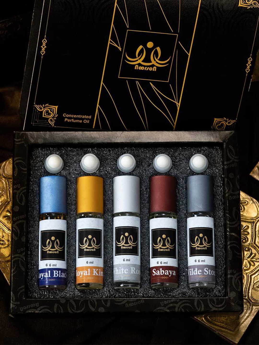 

Noorson 5-Pcs Non-Alcoholic Long Lasting Royal Attar Perfume Combo - 6 ml each, Multi