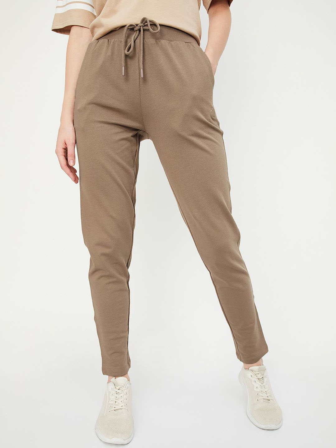 

max Women Side Pockets Track Pants, Brown
