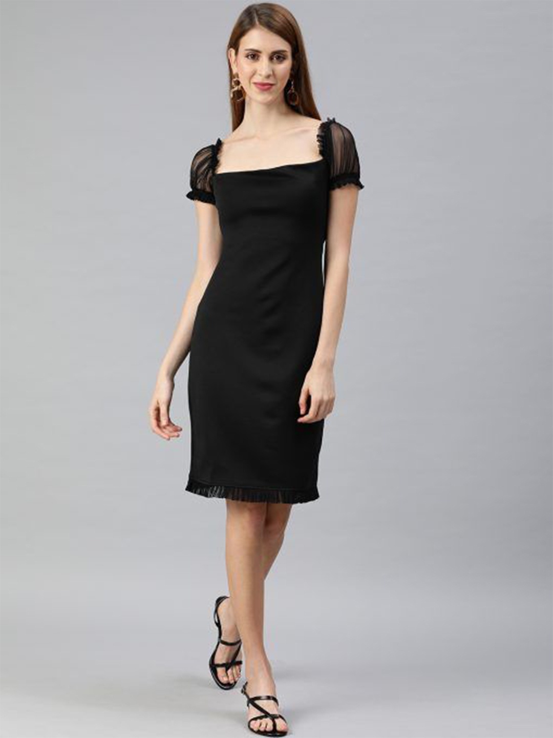 

EMBLAZE Square Neck Bodycon Dress, Black