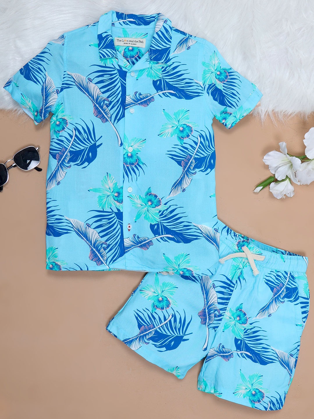 

The Lion and The Fish Boys Printed Shirt With Shorts Clothing Set, Blue