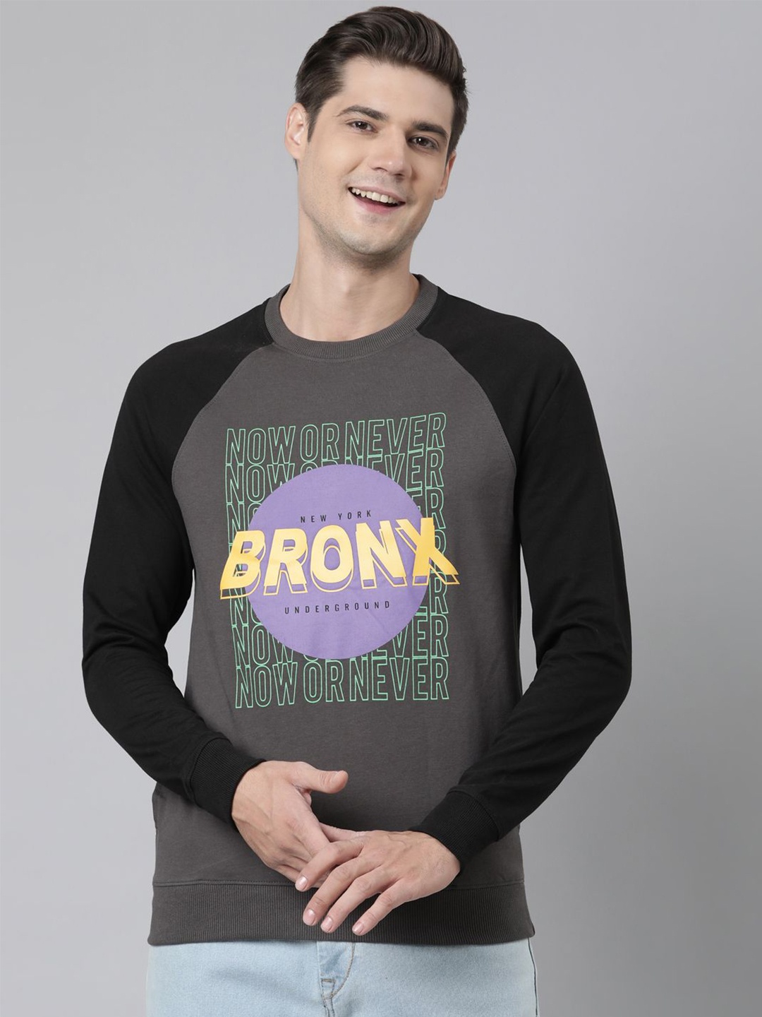 

DIXCY SCOTT Men Printed Sweatshirt, Grey