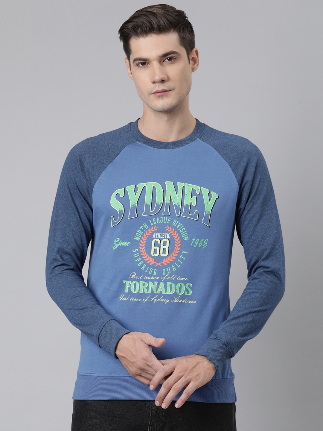 

DIXCY SCOTT Men Printed Sweatshirt, Blue