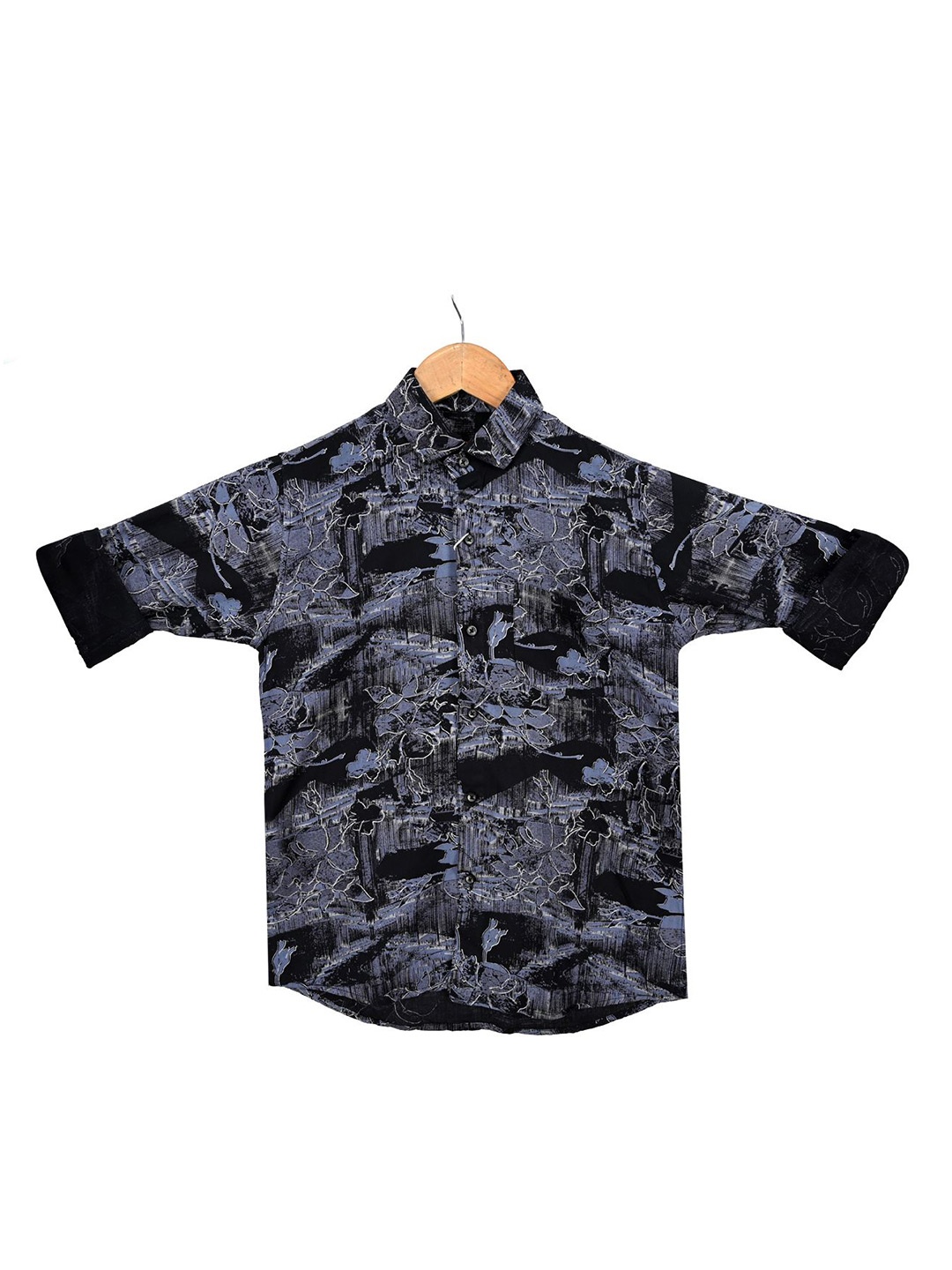 

BAESD Boys Floral Opaque Black Printed Casual Shirt