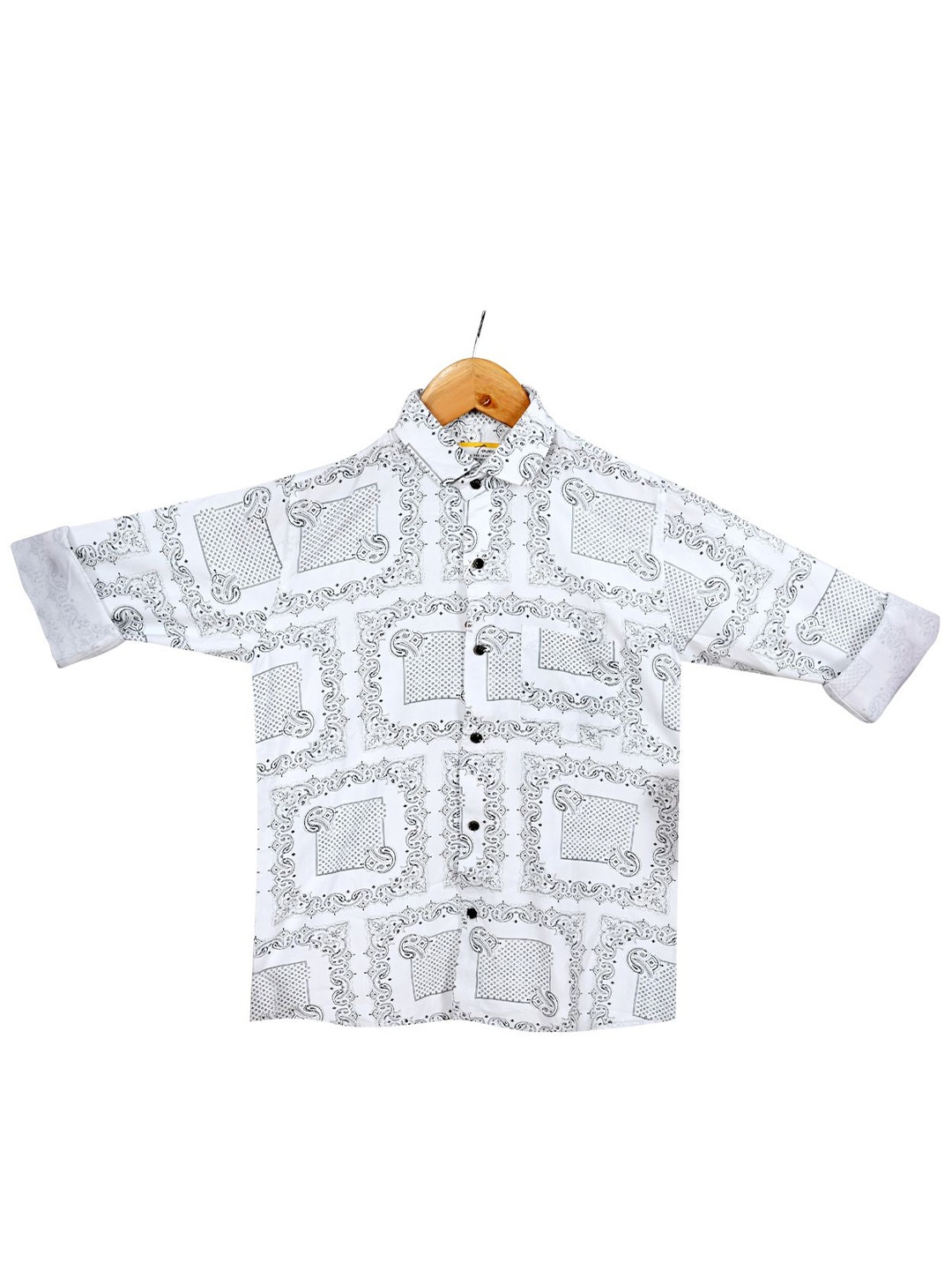 

BAESD Boys Opaque Printed White and Grey Casual Shirt