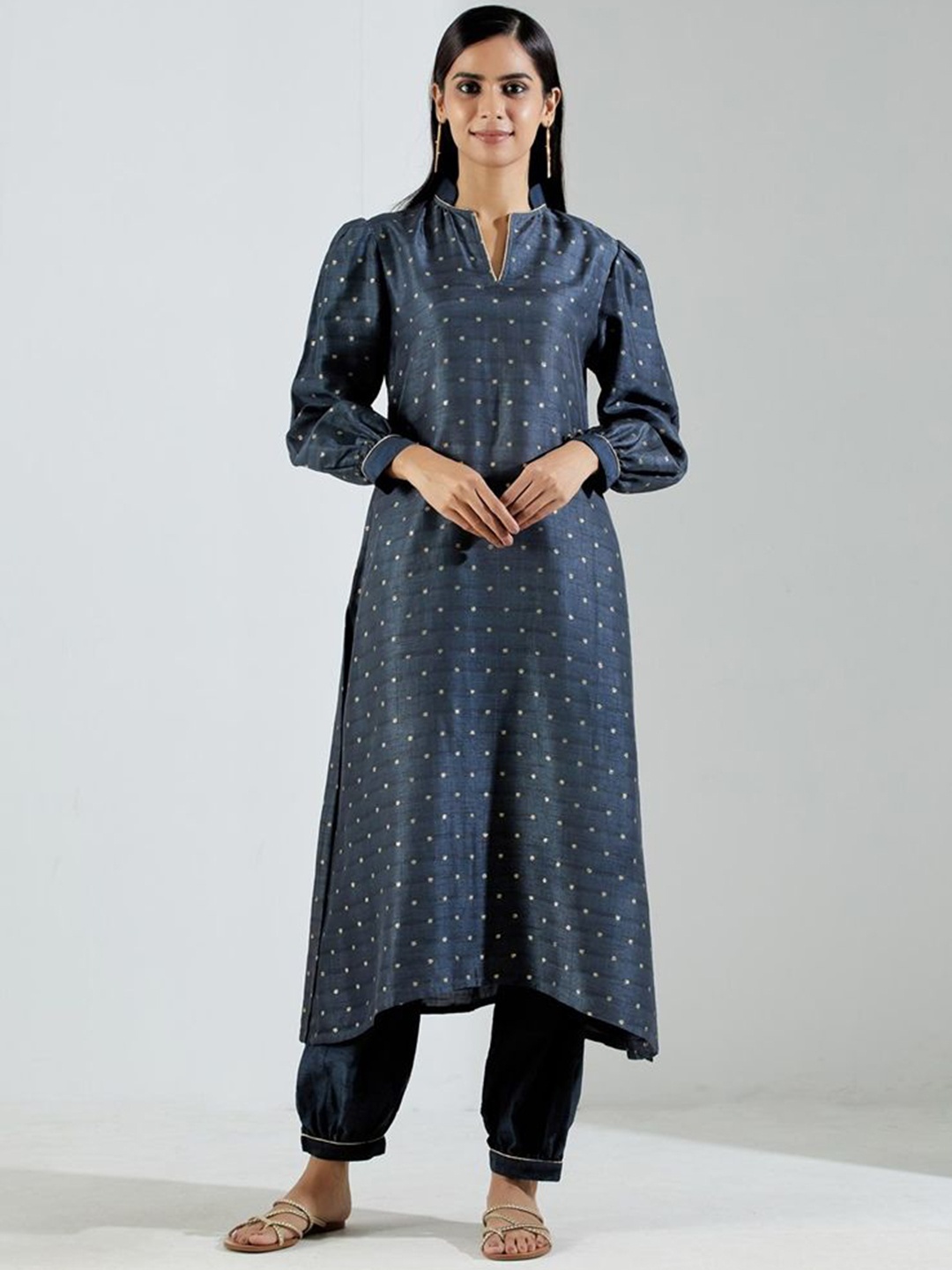 

THE INDIAN CAUSE Women Ethnic Motifs Kurta with Salwar, Grey