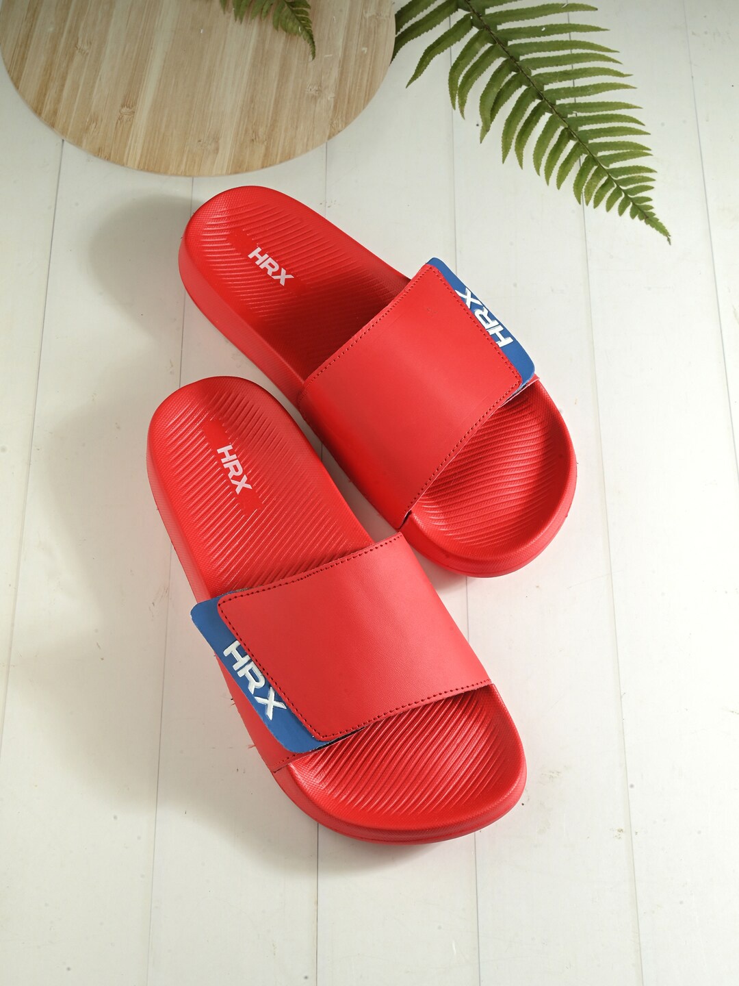 

HRX by Hrithik Roshan Men Synthetic Velcro Sliders, Red
