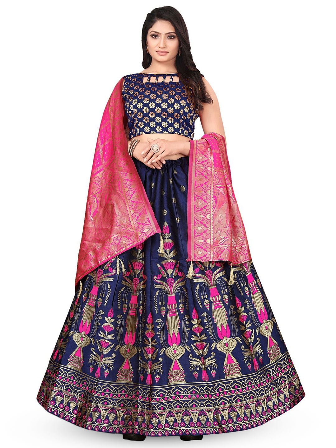 

LeeliPeeri Designer Woven Design Semi-Stitched Lehenga & Unstitched Blouse With Dupatta, Blue