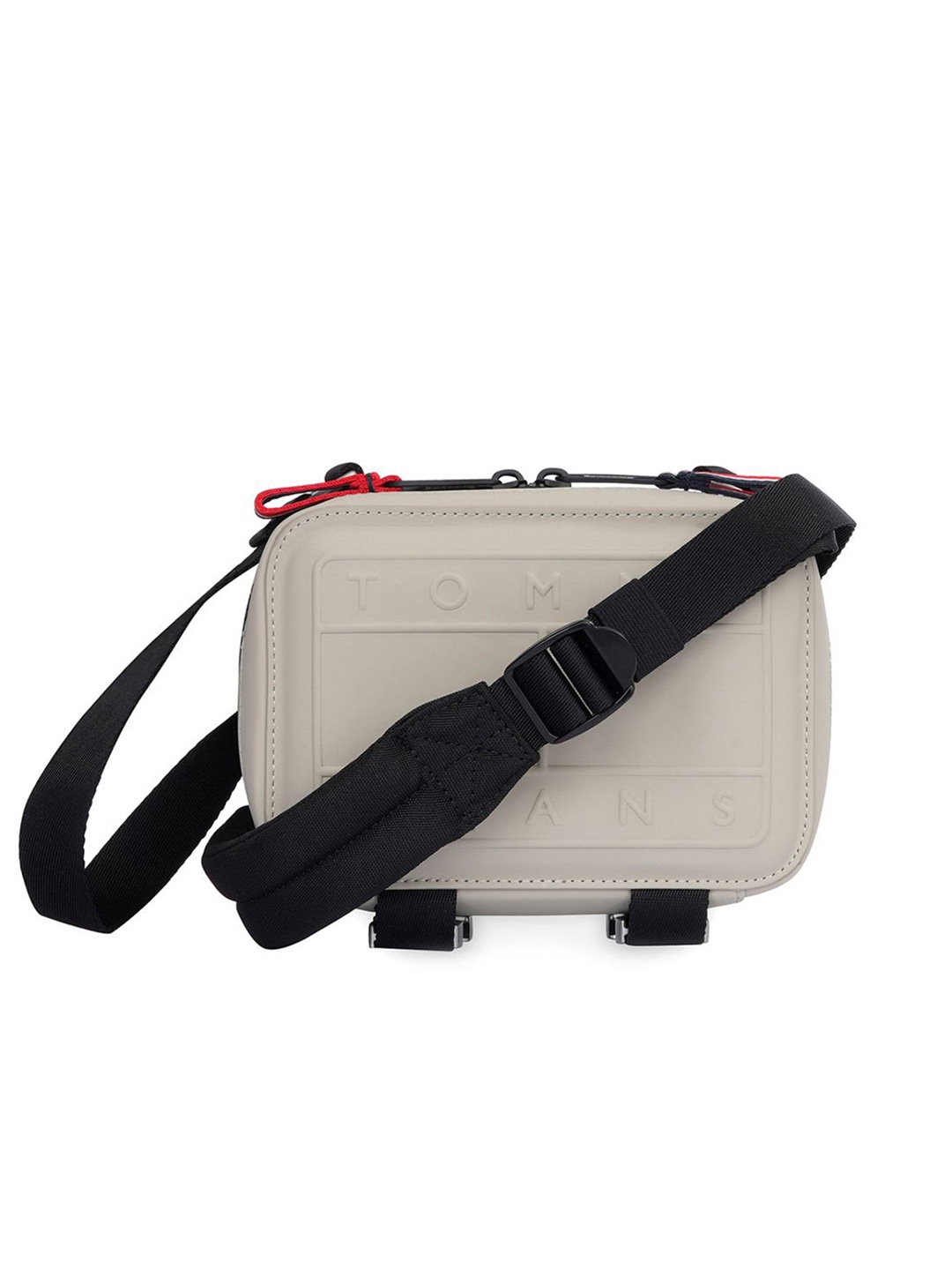 

Tommy Hilfiger Men PU Solid Non-Detachable Sling Strap Messenger Bag, White