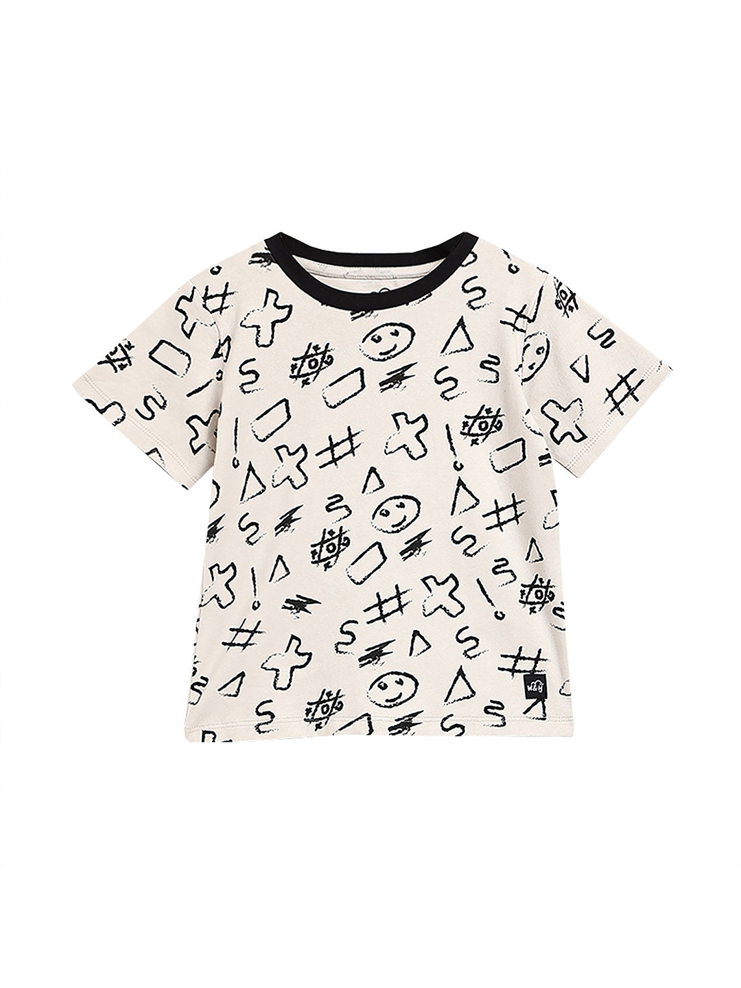 

Whistle & Hops Kids Unisex Geometric Printed Round Neck T-shirt, Grey