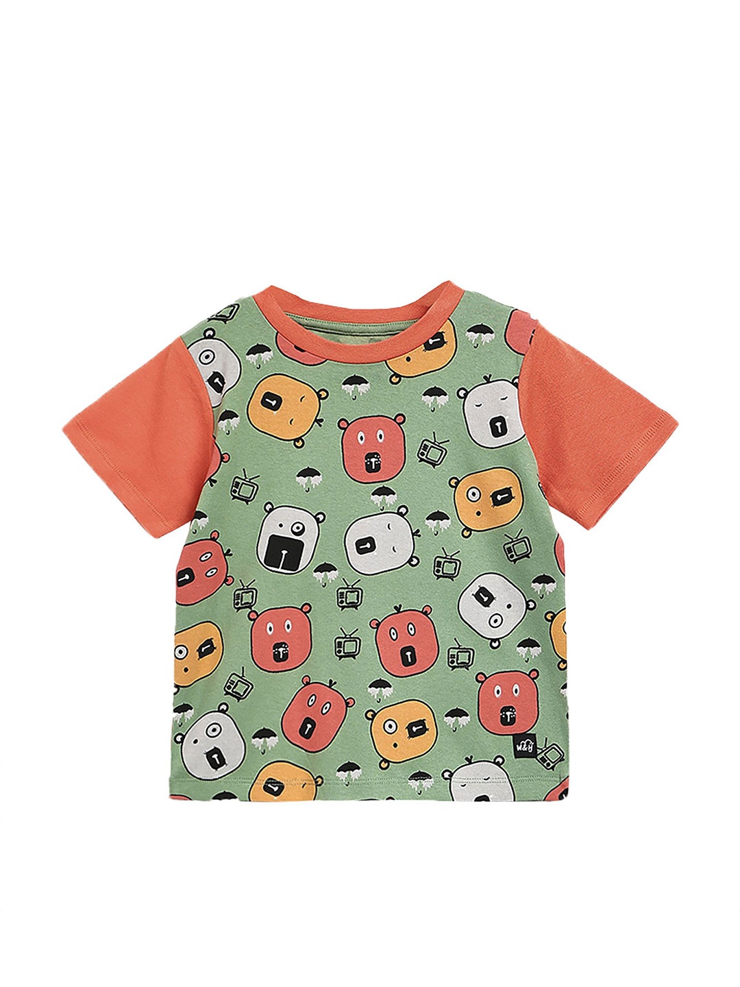 

Whistle & Hops Kids Round Neck Printed Cotton T-shirt, Green