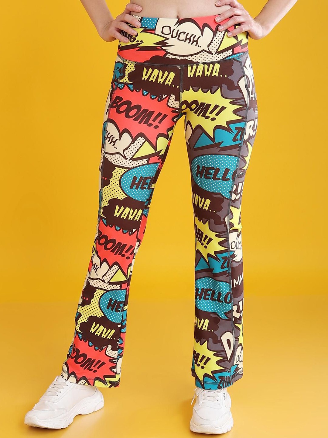 

The Dance Bible Women Printed Flared Track Pants, Grey
