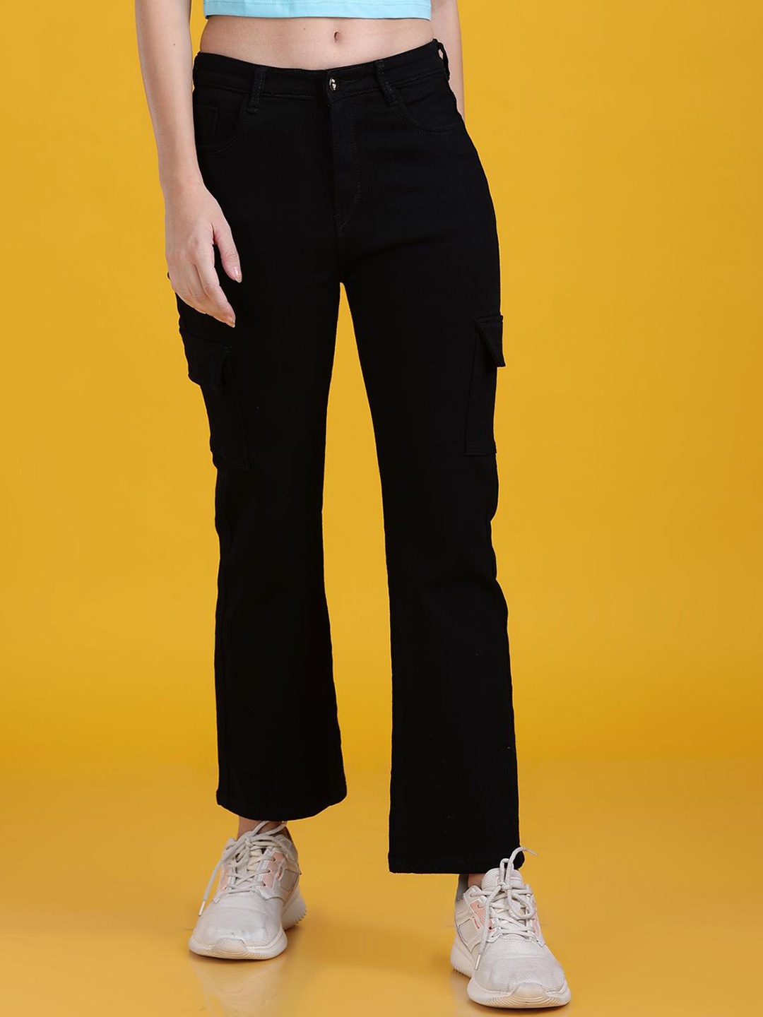 

The Dance Bible Women Straight Fit Highly Distressed Stretchable Jeans, Black