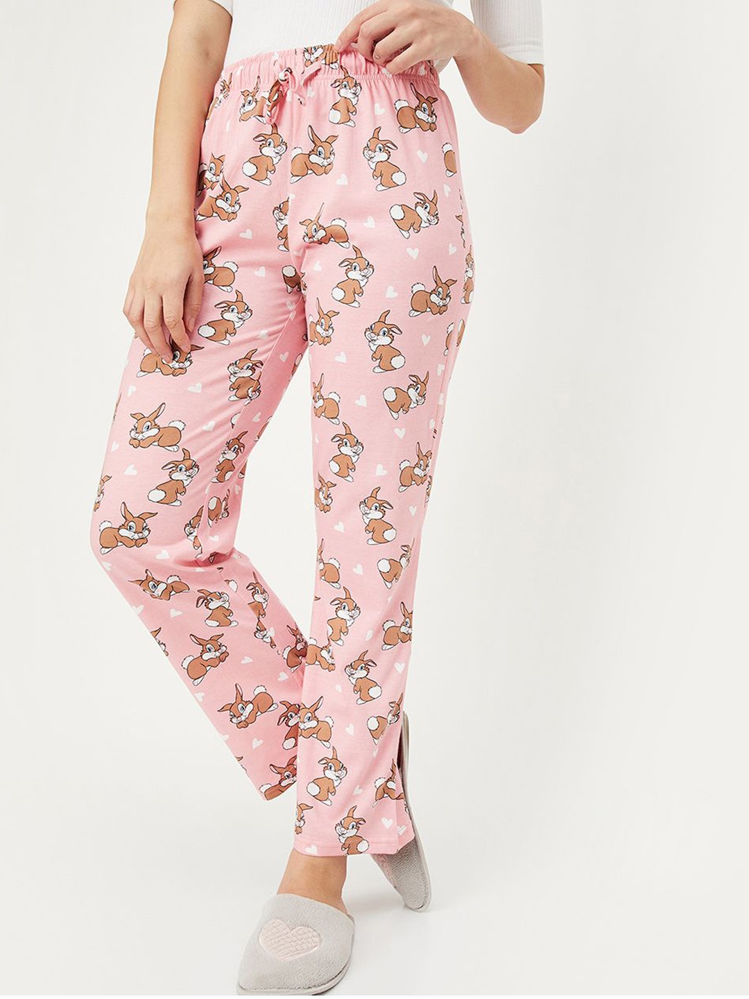 

max Women Printed Pure Cotton Lounge Pants, Pink