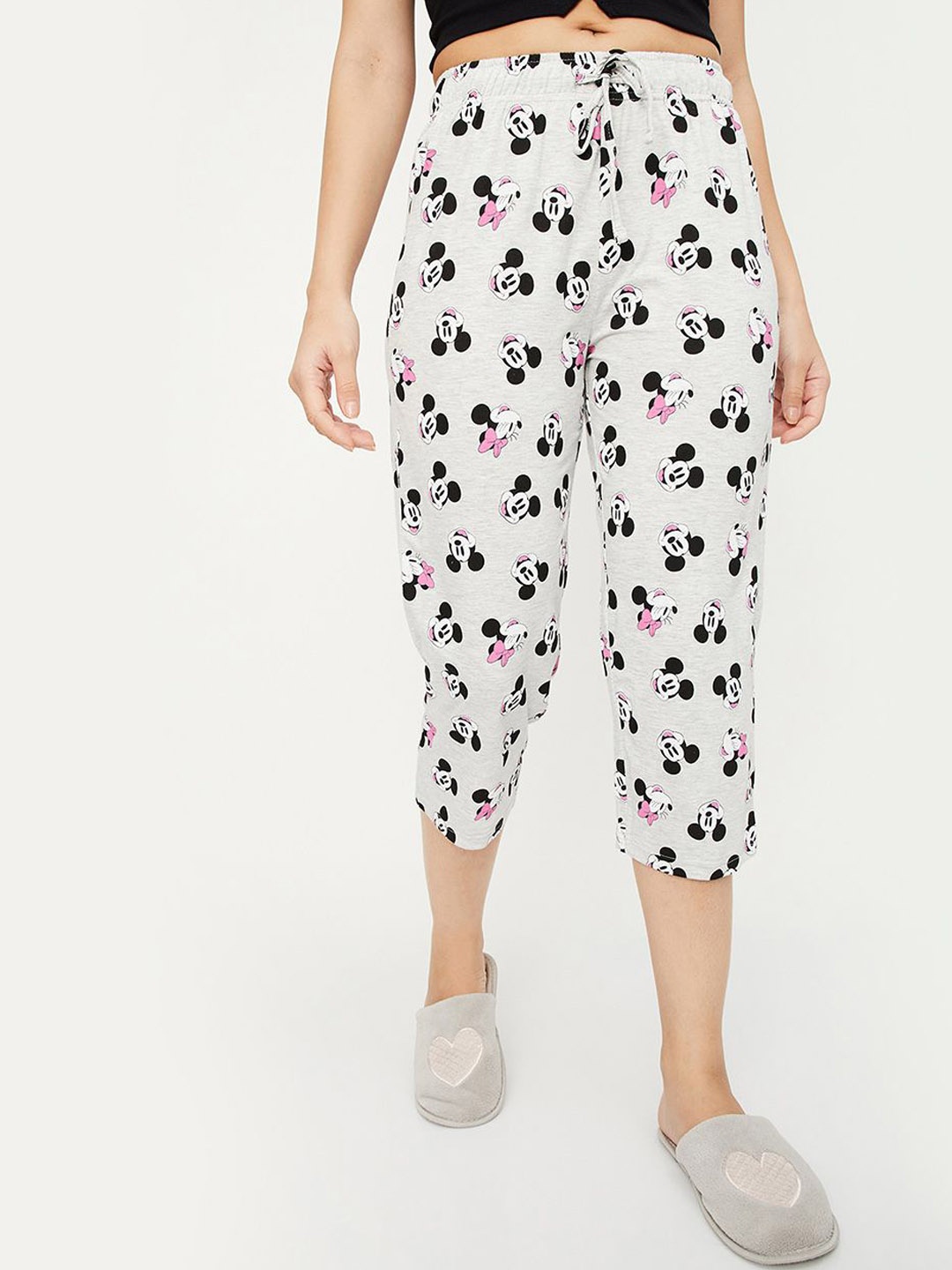 

max Women Printed Pure Cotton Lounge Pants, Grey
