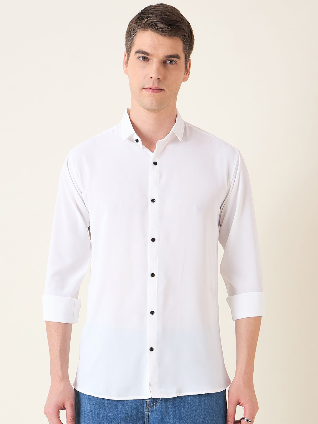 

Mast & Harbour Men Classic Opaque Casual Shirt, White