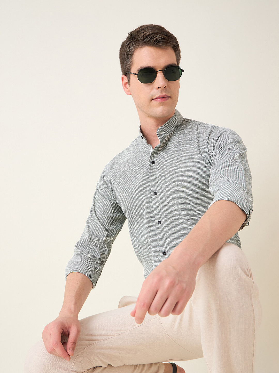 

Mast & Harbour Men Classic Opaque Casual Shirt, Sea green
