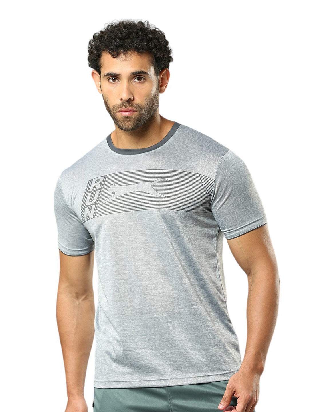 

Black Panther Men Acti Fit Round Neck Printed T-shirt, Grey
