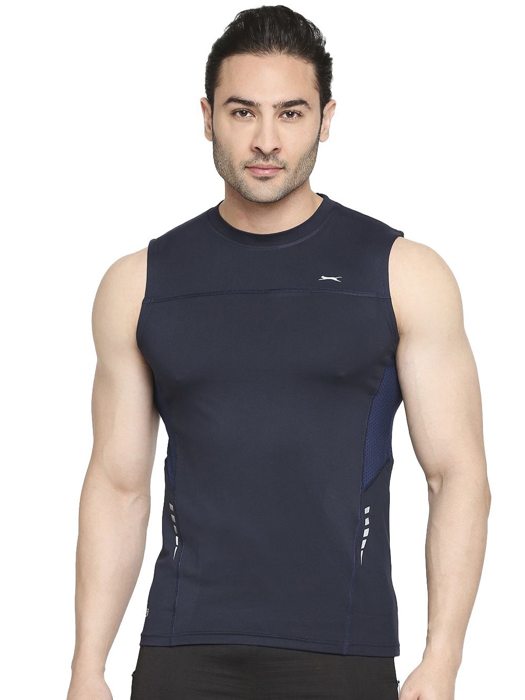 

Black Panther Men Sleeveless Solid Gym T-shirt, Navy blue