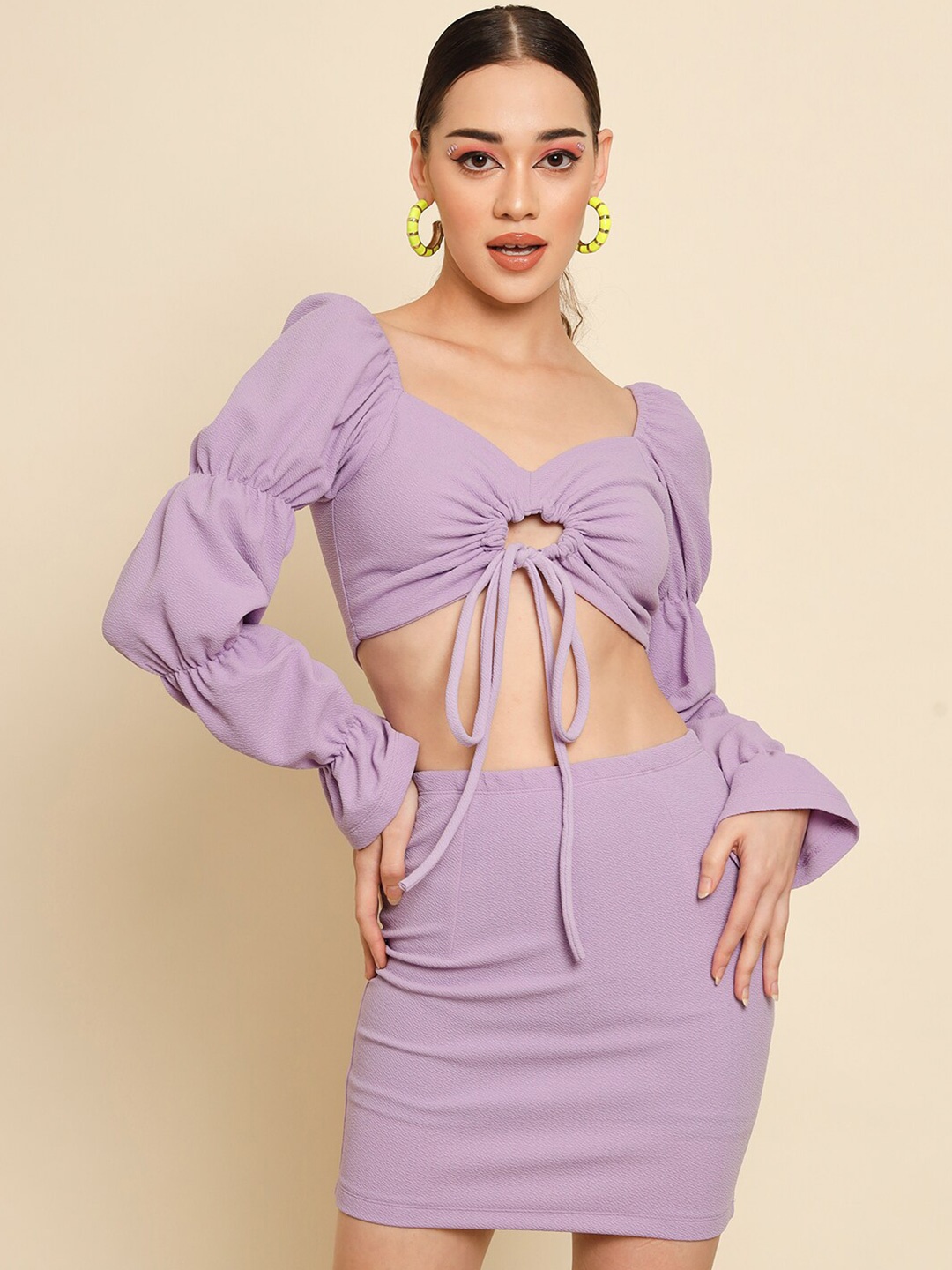 

TANDUL Puff Sleeve Sheath Dress, Purple