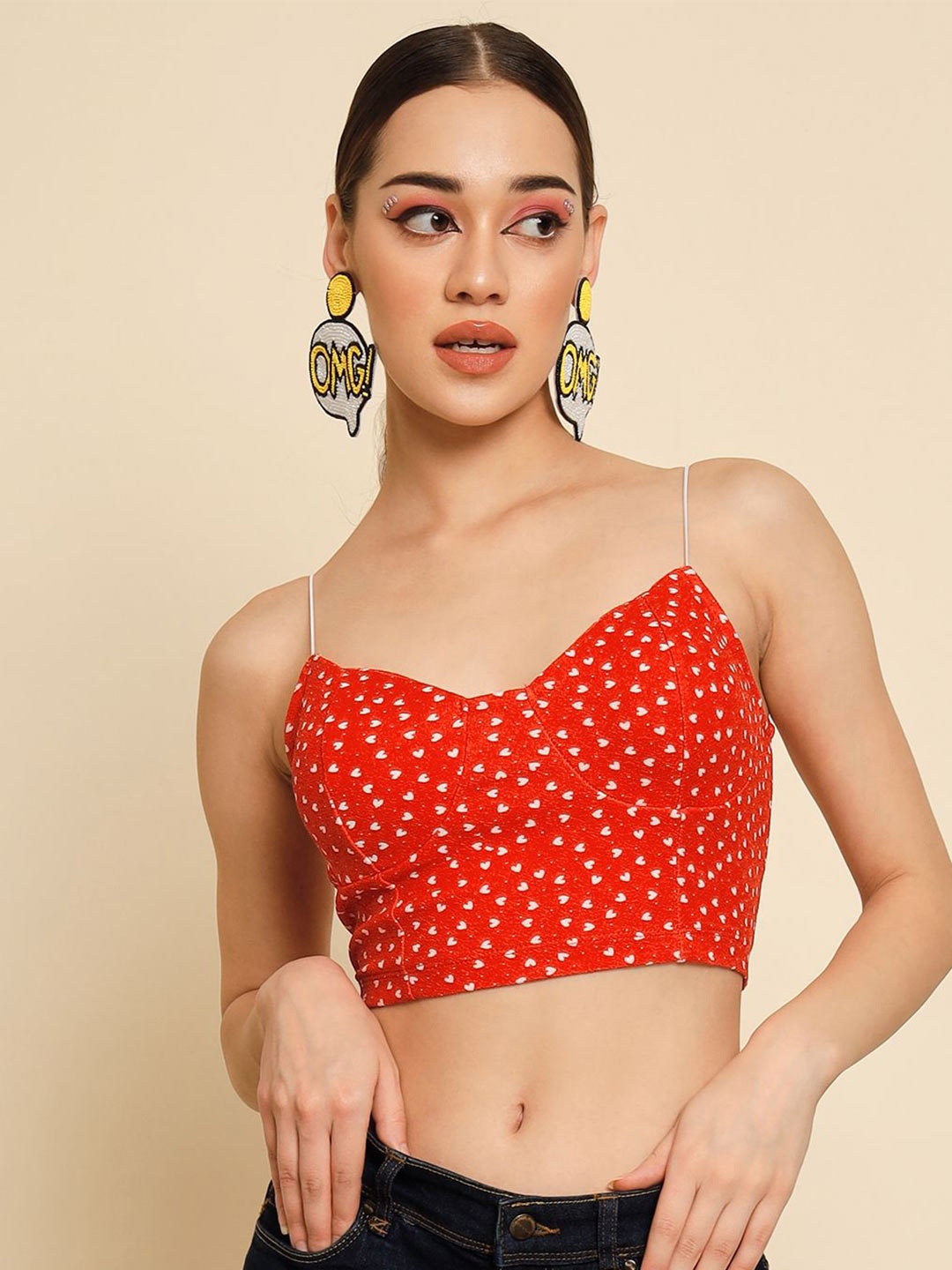 

TANDUL Conversational Print Bralette Crop Top, Multi