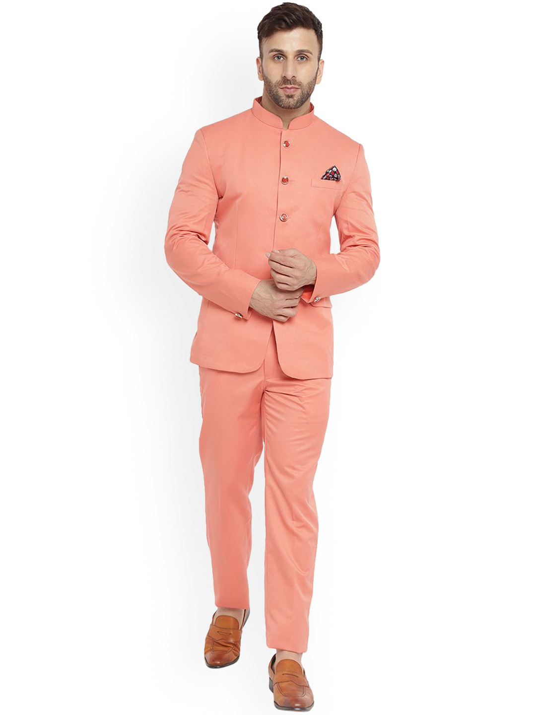 

REFULGENT Men Single-Breasted Two-Piece Party Suit, Pink