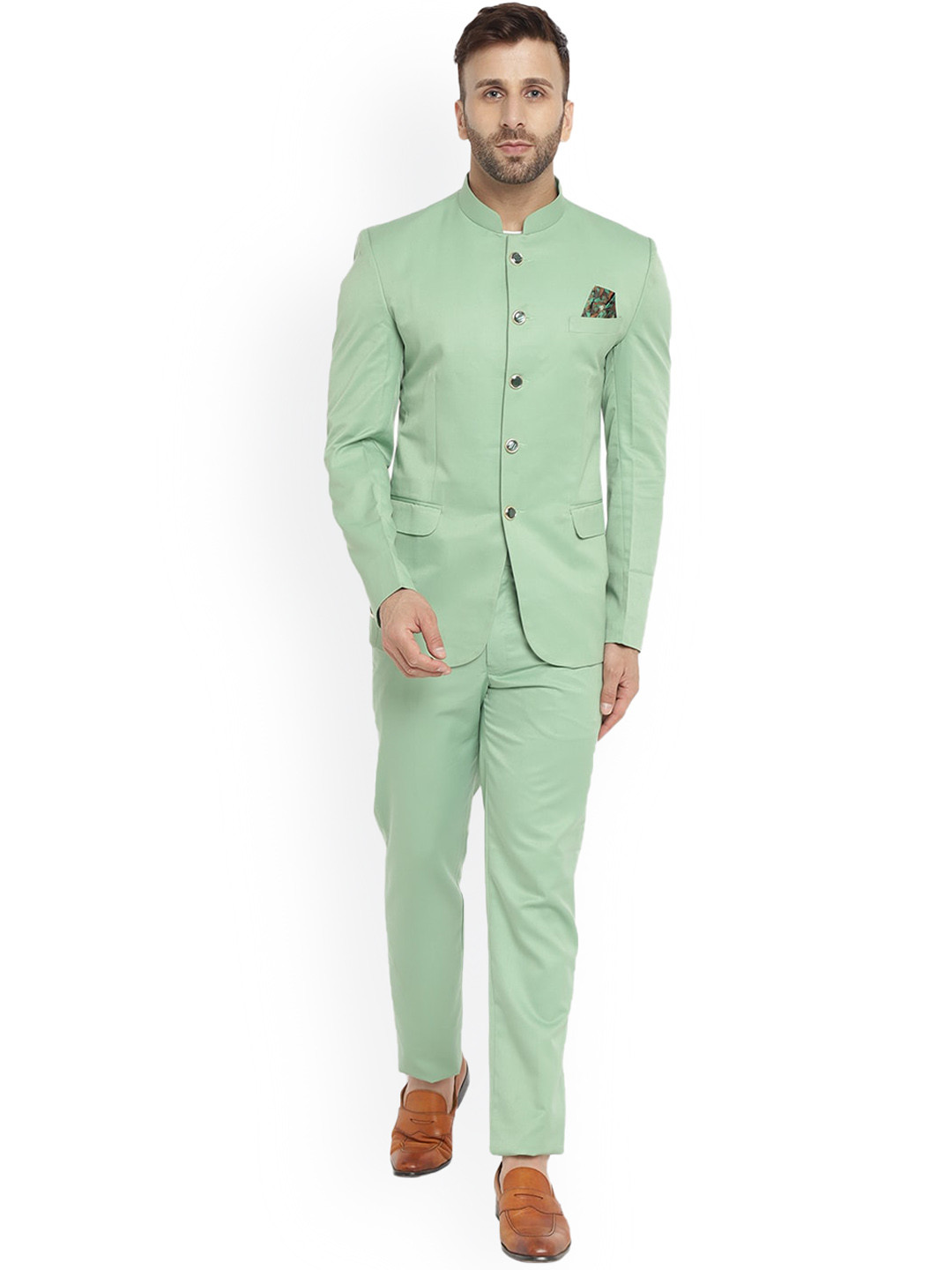 

REFULGENT Men Single-Breasted Two-Piece Party Suit, Green