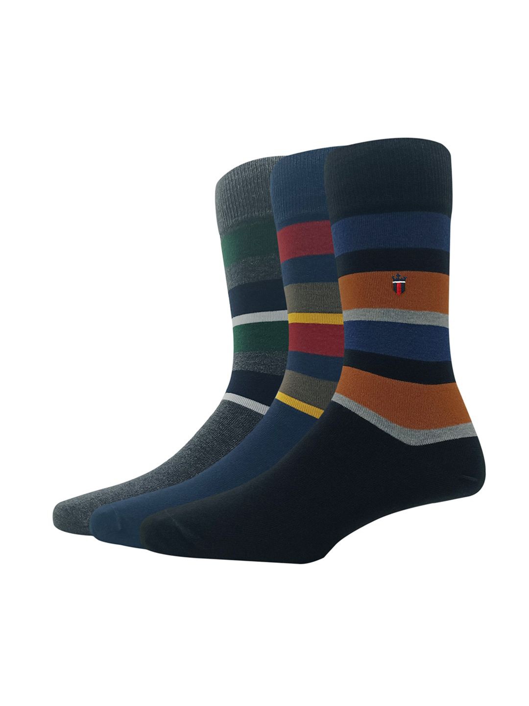 

Louis Philippe Men Pack Of 3 Colourblock Calf Length Socks, Multi