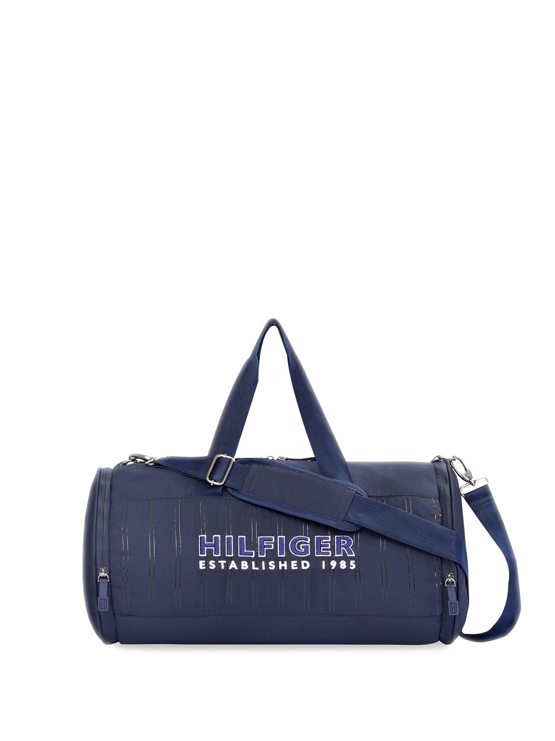 

Tommy Hilfiger Unisex Printed Small Sports or Gym Duffel Bag, Navy blue