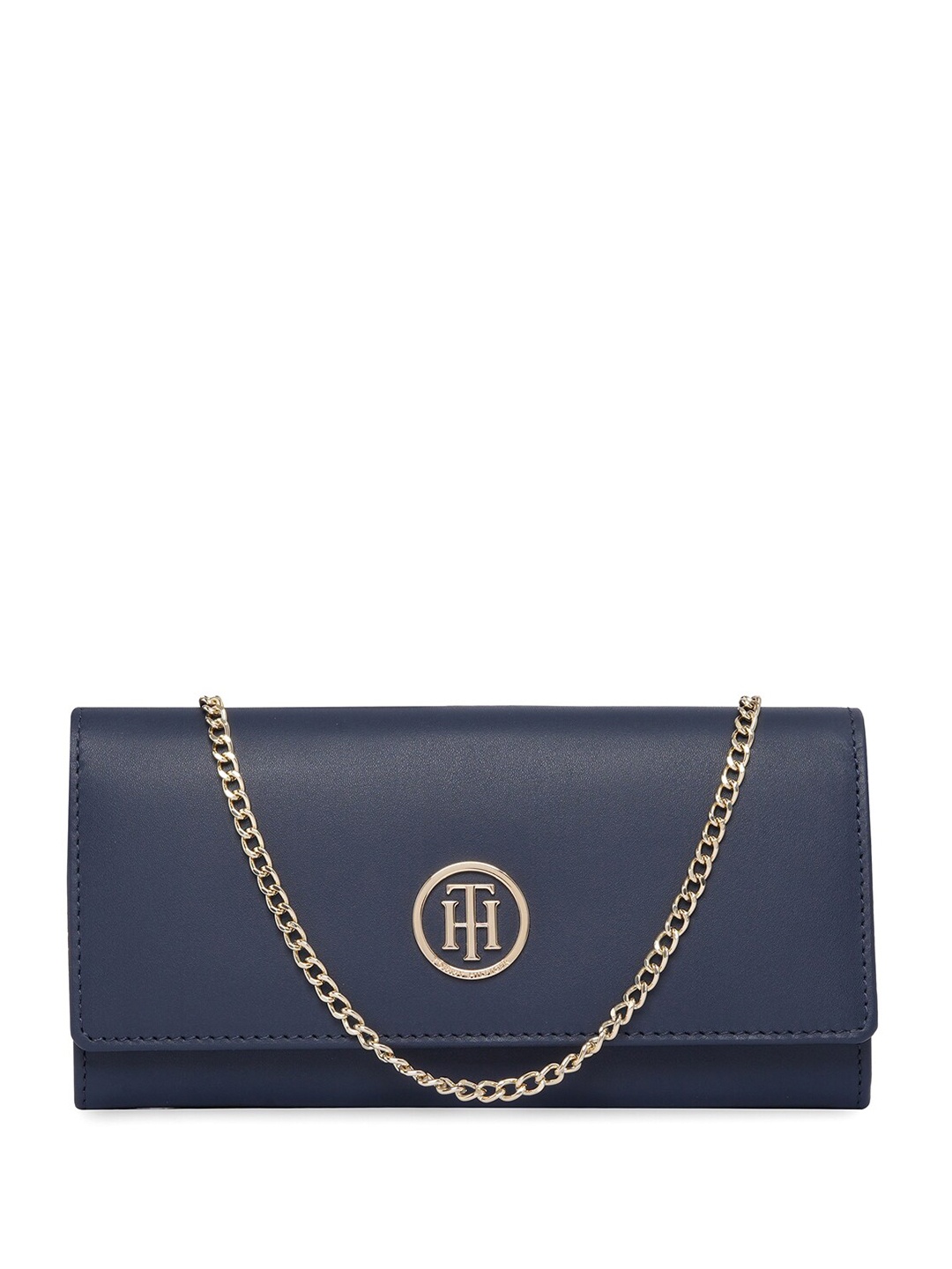 

Tommy Hilfiger Women Textured Leather Two Fold Wallet, Navy blue