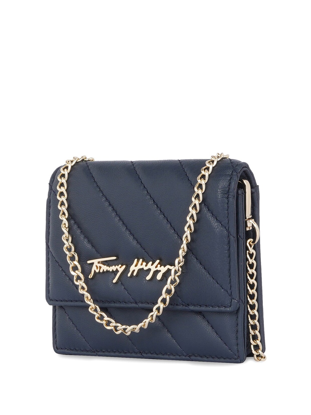 

Tommy Hilfiger Women Textured Leather Two Fold Wallet, Navy blue