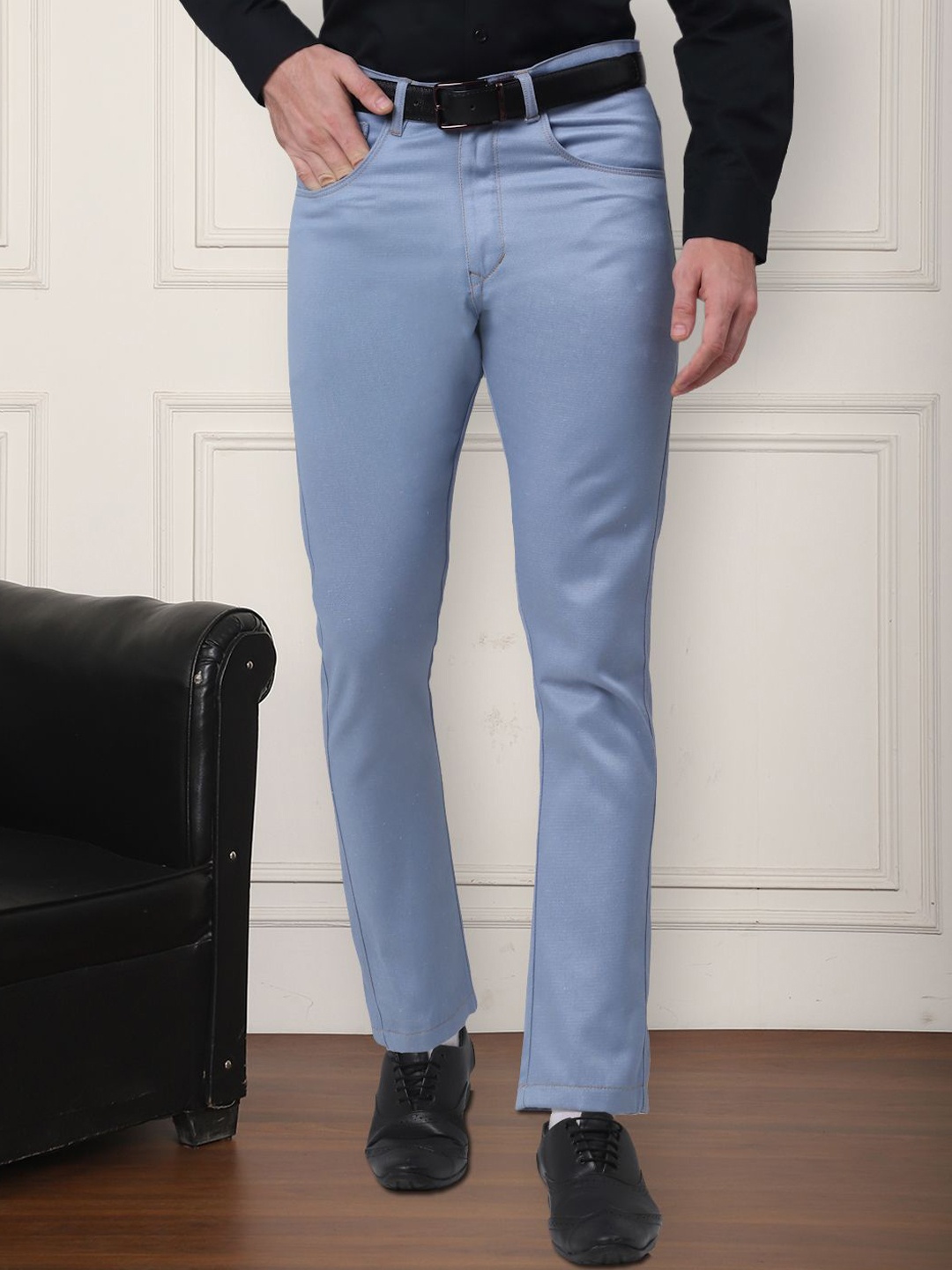 

JAINISH Men Relaxed Tapered Fit Trousers, Blue