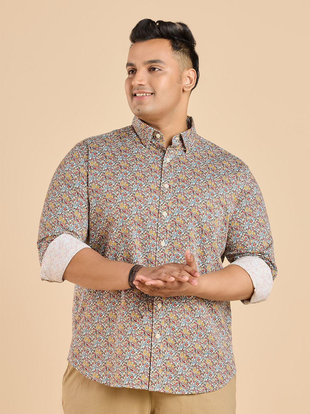 

BIG HELLO Men Standard Floral Opaque Printed Casual Shirt, Brown